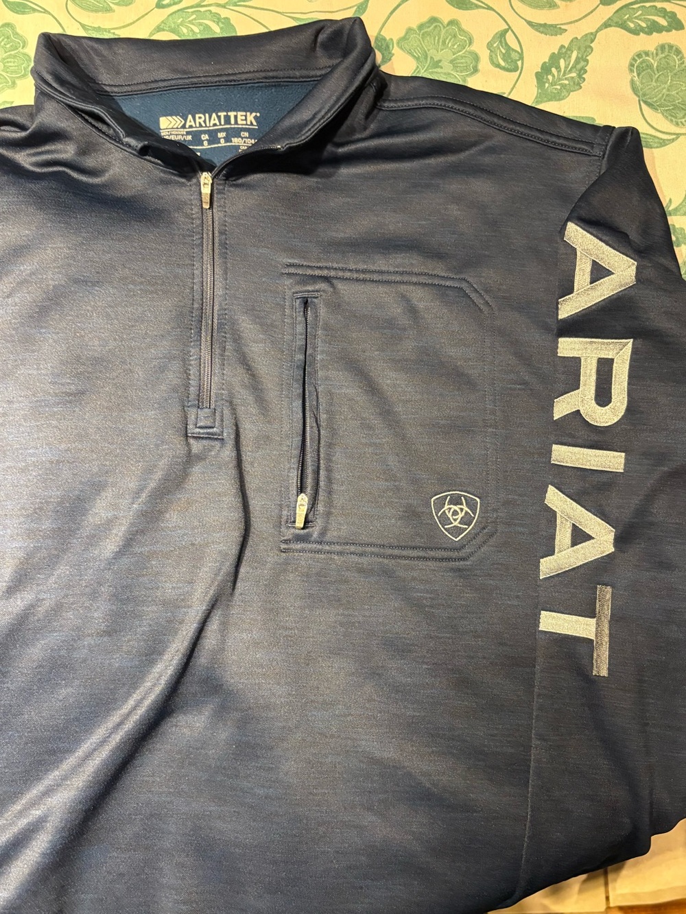 Ariat Navy Long-Sleeve Quarter-Zip Performance Pullover - Picture 3 of 4